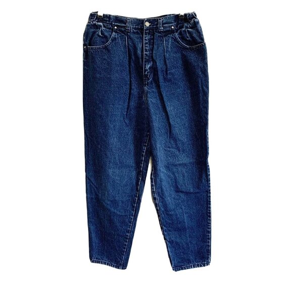 Geoffrey Hunter Women’s Sz 16W High Waist Pleated Jeans Blue Tapered Vintage 80s - Picture 6 of 12